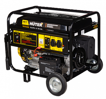 Бензиновый электрогенератор Huter DY6500LX с колесами и аккумулятором
