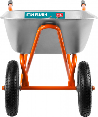 СИБИН СТ-22, 110 л, 200 кг, двухколесная, оцинкованная сталь, строительная тачка (39905)