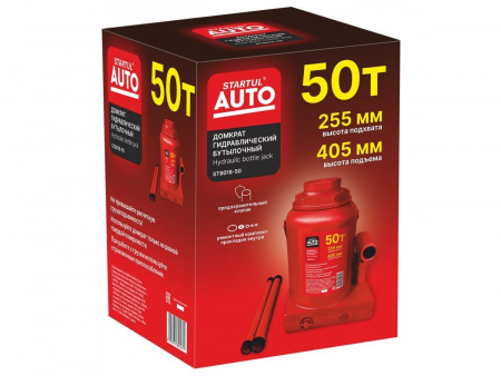 Домкрат гидравлический 50т бутылочный 255-405мм STARTUL AUTO (ST8018-50) (h min 255мм, h max 405мм)