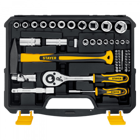 STAYER UNIVERSAL 83, 83 предм., (1/2″+ 1/4″), универсальный набор инструмента, Professional
