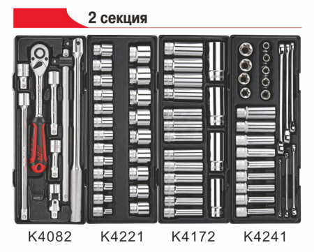 Тележка инструментальная JTC-3931 (7 секций) в комплекте с набором инструментов (344 предмета) JTC
