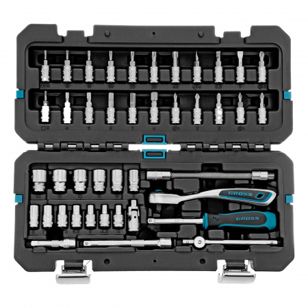 Набор инструментов, 1/4", CrV, 120 зубьев, 42 предмета Gross