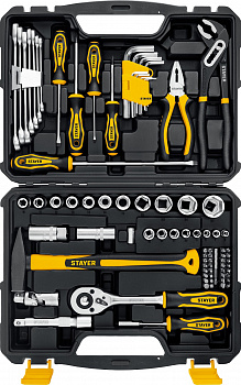 STAYER UNIVERSAL 83, 83 предм., (1/2″+ 1/4″), универсальный набор инструмента, Professional