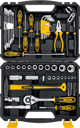 STAYER UNIVERSAL 83, 83 предм., (1/2″+ 1/4″), универсальный набор инструмента, Professional