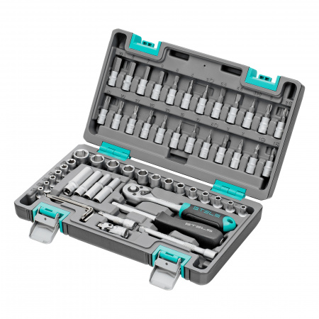 Набор инструментов, 1/4", CrV, пластиковый кейс 57 предметов Stels